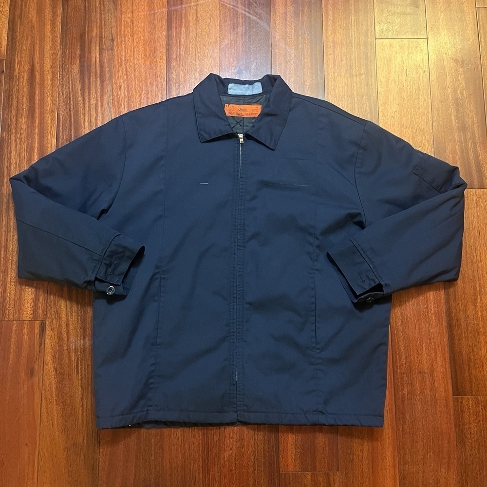 Cintas Jacket Men Large Regular Blue Quilted Workwear Mechanic Bomber Zip Up